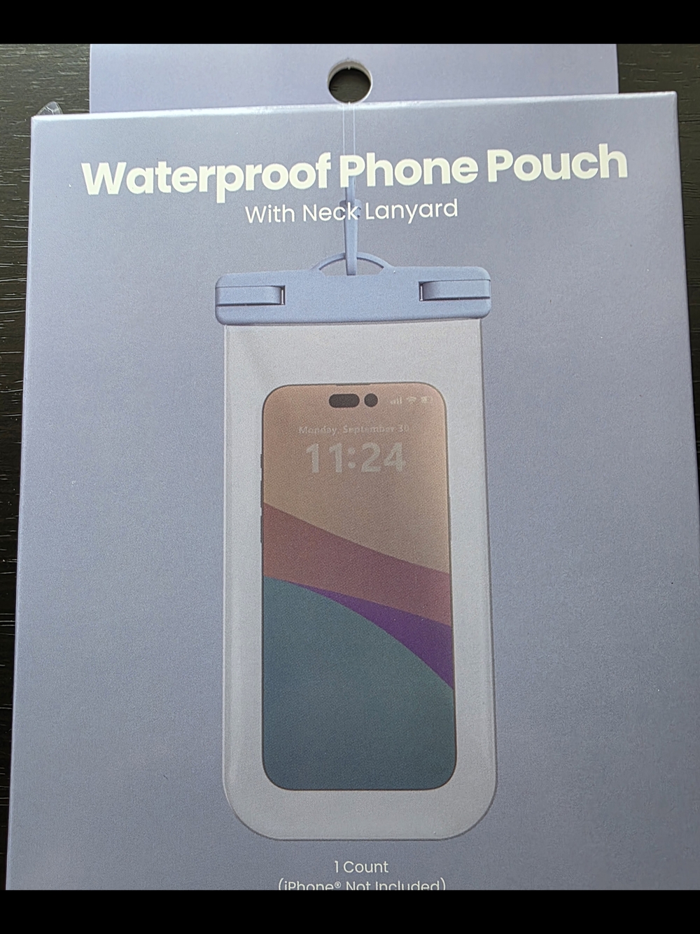 Waterproof Phone Pouch with Neck Lanyard - Light Blue Seal